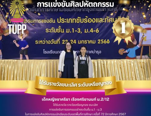 ขอแสดงความยินดีกับนักเรียน เด็กหญิงชาคริยา เรืองศริยานนท์ ม.2/12